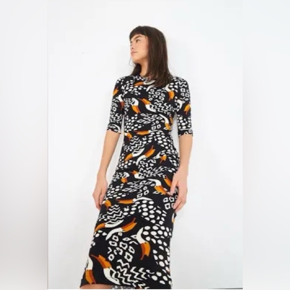 Farm Rio Black Tucano midi dress. EUC